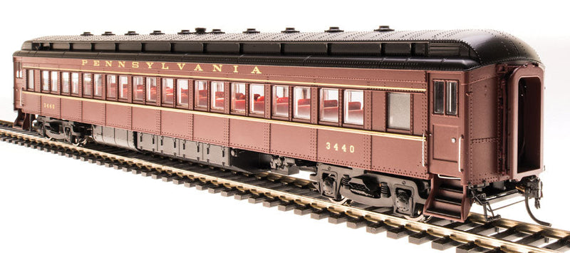 PRR P70R Coach w/Ice Air Conditioning & Lights 4-Pack - Ready to Run -- Pennsylvania Railroad (Tuscan, gold)
