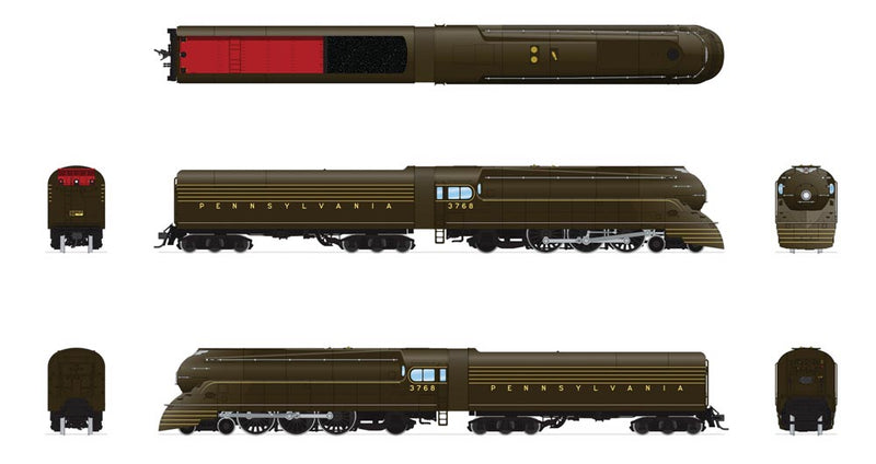 Streamlined Class K4 4-6-2 Pacific & 170P75 Tender w/Sound & DCC - Paragon3 -- Pennsylvania Railroad #3768 (1936; bronze, Low Keystone)