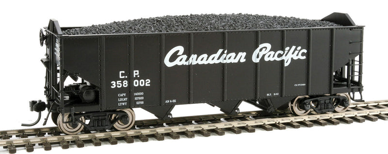 3-Bay Hopper w/Load 6-Pack - Ready to Run -- Canadian Pacific (black, Script Lettering)