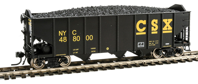 3-Bay Hopper w/Load 6-Pack - Ready to Run -- CSX NYC (black, yellow)