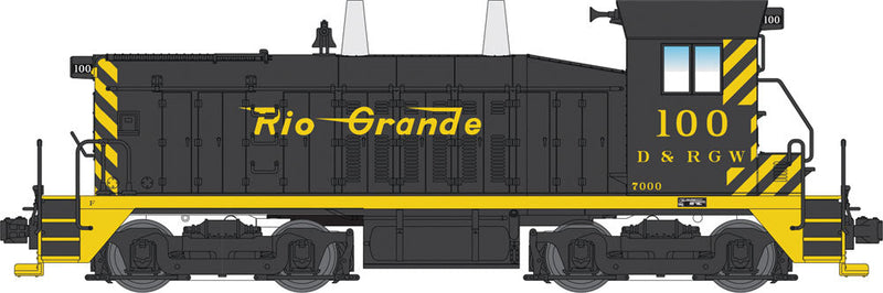 EMD NW2 w/Sound & DCC - Paragon3 -- Denver & Rio Grande Western #100 (black, Aspen Gold)