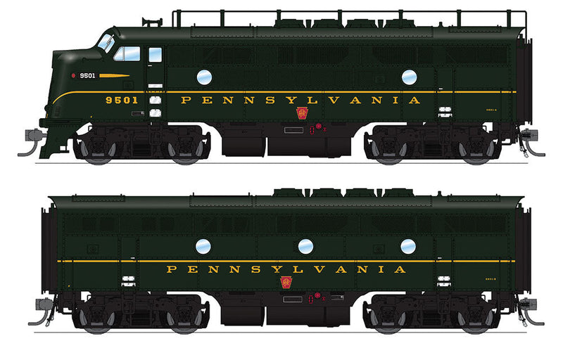 EMD F3 A-B Phase IIa Set w/Sound & DCC - Paragon3 -- Pennsylvania Railroad #9501A, 9501B (Brunswick Green, Single Stripe)