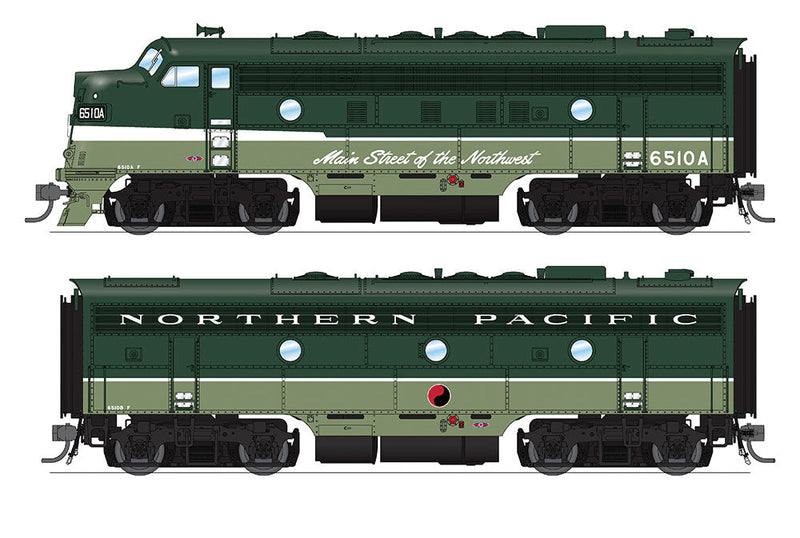 EMD F7 A-B Phase I Set w/Sound & DCC - Paragon3 -- Northern Pacific #6510A, 6510B (Loewy Passenger Scheme, 2-Tone Green)
