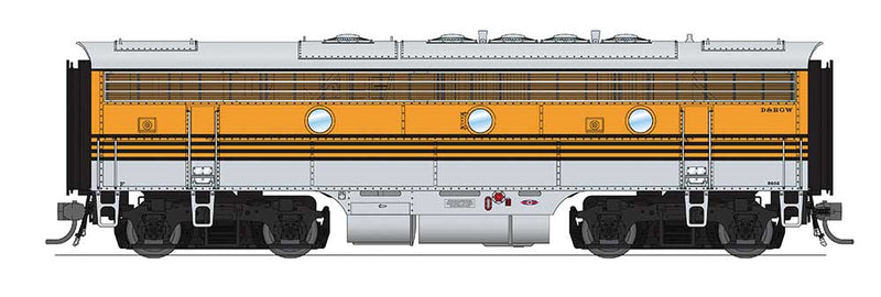 EMD F7B Phase I w/Sound & DCC - Paragon3 -- Denver & Rio Grande Western #5603 (5-Stripe; silver, Aspen Gold)