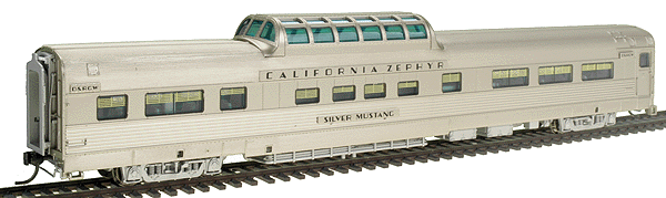Paragon(TM) Series "California Zephyr" Vista Dome - Assembled, Lighted -- Denver & Rio Grande Western #1107 "Silver Mustang"