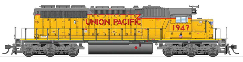 EMD SD40-2 Low-Nose with Sound & DCC - Paragon3(TM) -- Union Pacific 1947 (SD40N, Armour Yellow, gray, Lightning Stripe)