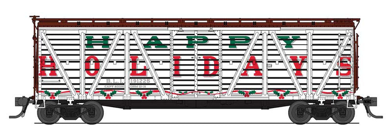 PRR K7 Stock Car with Holiday Sounds - Ready to Run -- Broadway Limited Imports #191225 (white, red, green; "Happy Holidays" Slog