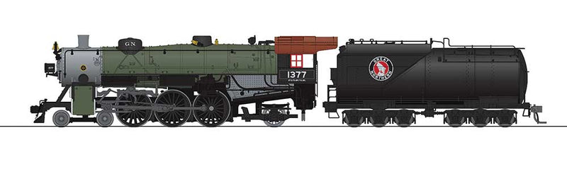 USRA 4-6-2 Light Pacific, Vanderbilt Tender - Sound & DCC - Paragon3 -- Great Northern 1377 (Glacier Green, black, silver)