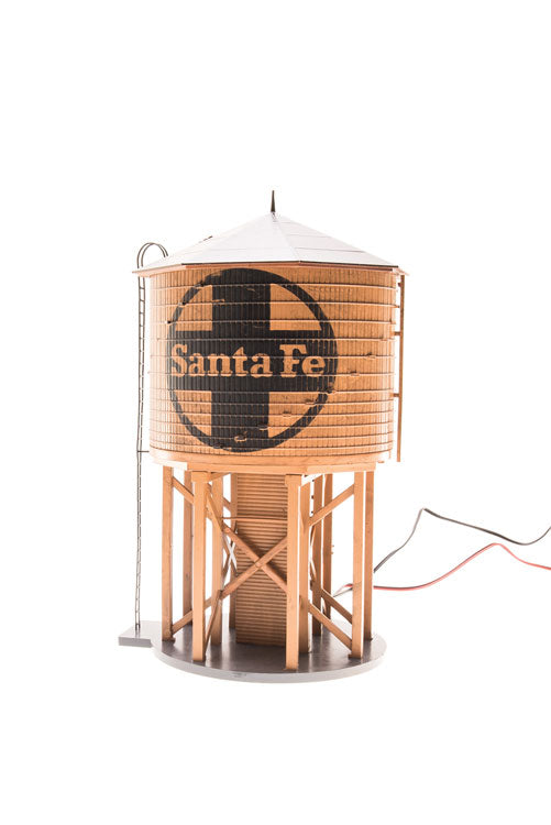 Operating Water Tower w/Sound -- Santa Fe (Weathered Brown, black; Circle/Cross Logo)