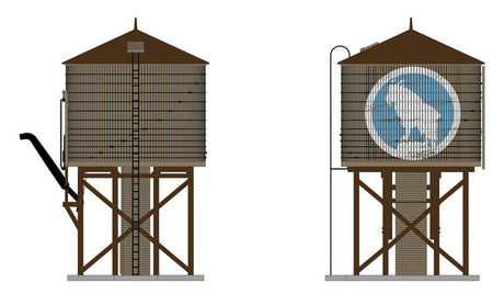Operating Water Tower w/Sound -- Great Northern (Weathered brown, Big Sky Blue, white, Silhouette Rocky Logo)
