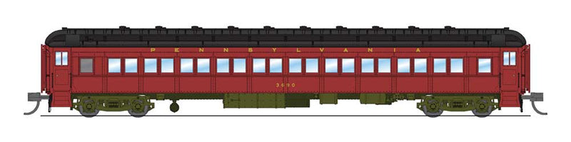 PRR P70 Heavyweight Coach 2-Pack - Ready to Run -- Pennsylvania Railroad (Set B; 1939-1941, No AC; Tuscan, black, olive)