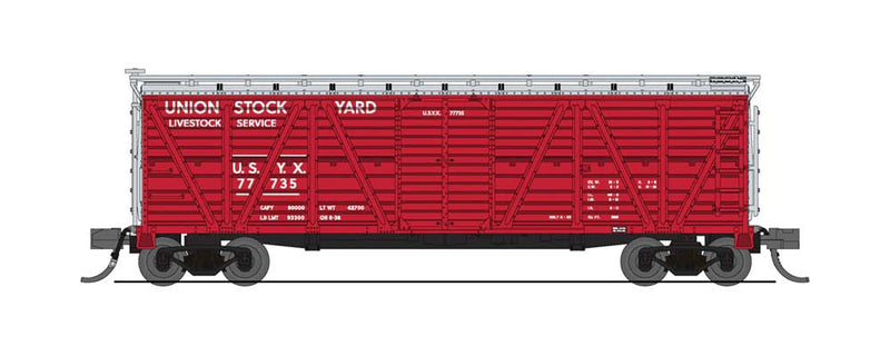 PRR K7 Stock Car with Cattle Sounds - Ready to Run -- Union Stock Yards (red, silver)