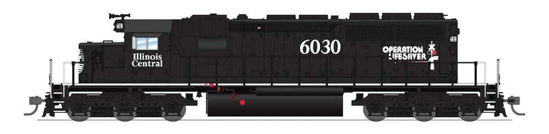 EMD SD40-2 Low Nose - Sound and DCC - Paragon4(TM) -- Illinois Central #6257 (black, white; Death Star, Operation Lifesaver Logos)