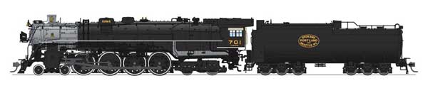 Class E-1 4-8-4 - Sound and DCC - Paragon4(TM) Brass Hybrid -- Spokane, Portland & Seattle #702 (Postwar 1949-1956; black, silver, yellow)