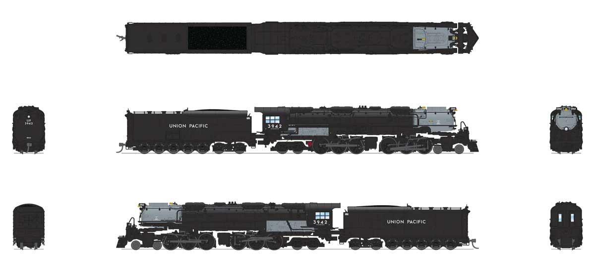 4-6-6-4 Challenger Late Version - Sound, DCC and Smoke - Paragon4(TM) -- Union Pacific #3942 (Coal Tender, black, graphite)-2
