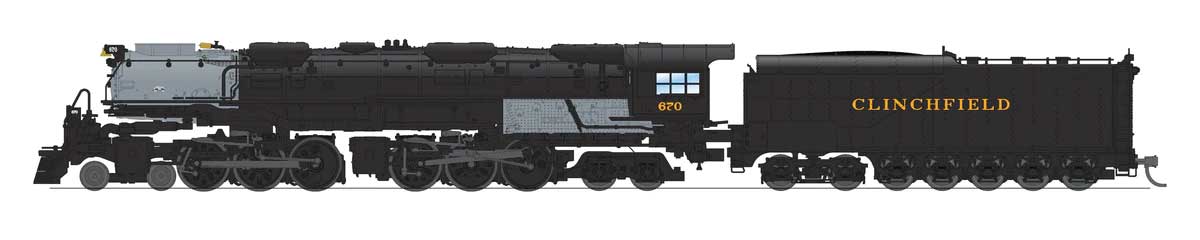 4-6-6-4 Challenger Late Version - Sound, DCC and Smoke - Paragon4(TM) -- Clinchfield #674 (Coal Tender; black, graphite)-1