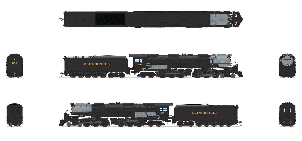 4-6-6-4 Challenger Late Version - Sound, DCC and Smoke - Paragon4(TM) -- Clinchfield #674 (Coal Tender; black, graphite)-2
