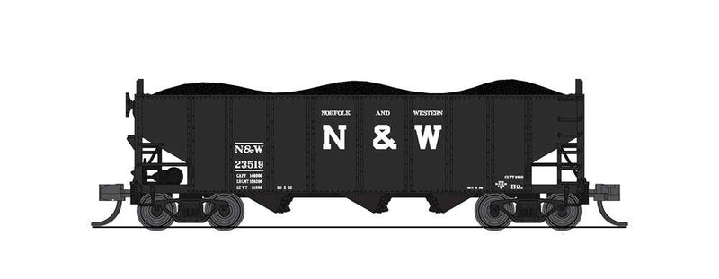 N&W Class H2A 3-Bay Hopper w/Load 2-Pack - Ready to Run -- Norfolk & Western (Set A; black, 24" Block N&W)