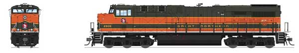 GE ES44AC - Sound and DCC - Paragon4 -- Great Northern #2905 (Fantasy Scheme; Pullman Green, Omaha Orange, yellow)