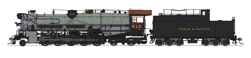 T&P 2-10-4 - Sound and DCC - Brass-Hybrid Paragon4(TM) -- Texas & Pacific #623 (In-Service, gray, black, Tuscan)