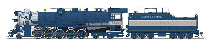 T&P 2-10-4 - Sound and DCC - Brass-Hybrid Paragon4(TM) -- Texas & Pacific #610 (Fantasy Eagle Scheme, blue, gray)
