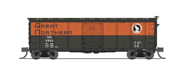 USRA 40' Steel Boxcar 2-Pack - Ready to Run -- Great Northern (Pullman Green, Omaha Orange)