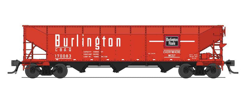 AAR 70-Ton 3-Bay Hopper w/Load - Ready to Run -- Chicago, Burlington & Quincy #170350 (Chinese Red, black, white)