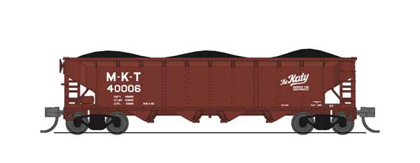ARA/AAR 70-Ton 4-Bay Hopper w/Load 4-Pack - Ready to Run -- Missouri-Kansas-Texas (Boxcar Red, white, Southwest Slogan)