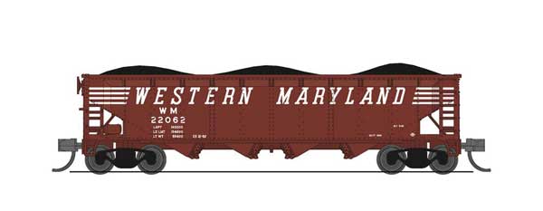 ARA/AAR 70-Ton 4-Bay Hopper w/Load 4-Pack - Ready to Run -- Western Maryland (Fantasy Scheme, Boxcar Red, white, Speed Lettering)