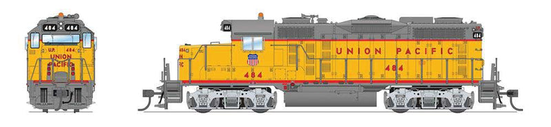 EMD GP20 - Sound and DCC - Paragon4(TM) -- Union Pacific #484 (Armour Yellow, gray, red, Cab Shield)