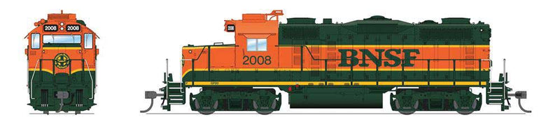 EMD GP20 - Sound and DCC - Paragon4(TM) -- Burlington Northern Santa Fe #2008 (Fantasy Scheme, H1, green, orange)