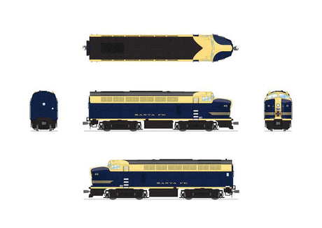 Baldwin RF16 Sharknose A-Unpowered B Set w/Sound & DCC - Paragon4(TM) -- Santa Fe #470, 470L (Fantasy Scheme, Cat Whisker, blue, yellow)-2