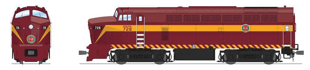 Baldwin RF16A Sharknose A - Sound & DCC - Paragon4(TM) -- Duluth, Missabe & Iron Range #7309 (Fantasy Scheme, maroon, yellow)-1