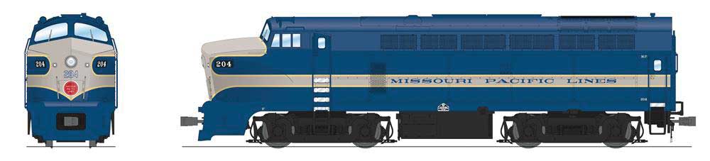 Baldwin RF16A Sharknose A - Sound & DCC - Paragon4(TM) -- Missouri Pacific #208 (Fantasy Scheme, Eagle, blue, gray)-1