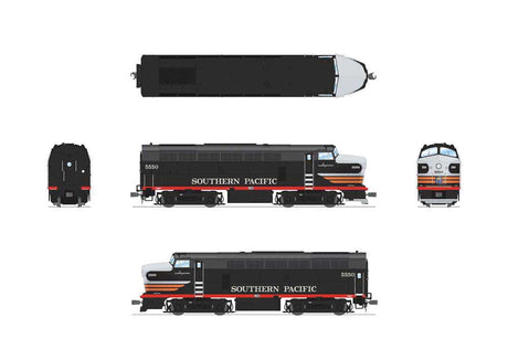 Baldwin RF16 Sharknose A-Unpowered B Set w/Sound & DCC - Paragon4(TM) -- Southern Pacific #5550, 5570 (Fantasy Scheme, Black Widow, black, silver)-2