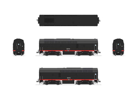 Baldwin RF16 Sharknose A-Unpowered B Set w/Sound & DCC - Paragon4(TM) -- Southern Pacific #5550, 5570 (Fantasy Scheme, Black Widow, black, silver)-4