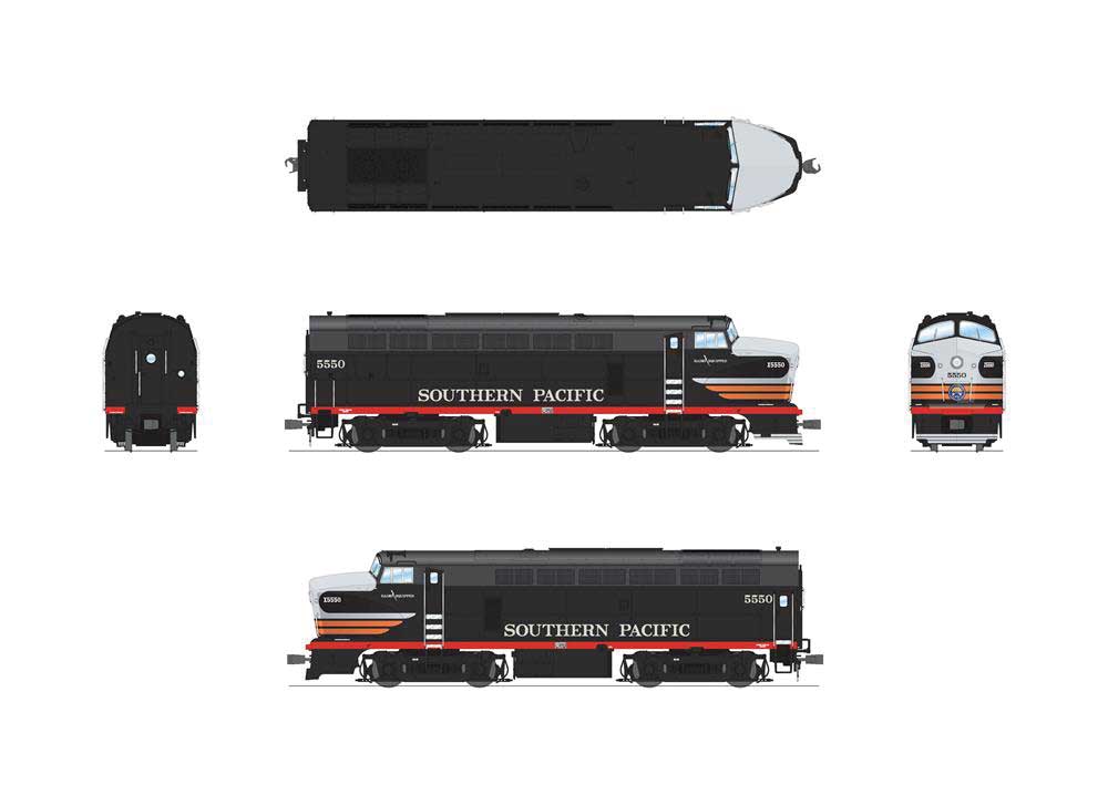 Baldwin RF16A Sharknose A - Sound & DCC - Paragon4(TM) -- Southern Pacific #5551 (Fantasy Scheme, Black Widow, black, silver)-2