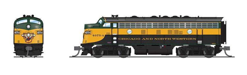 EMD F7A - Sound and DCC - Paragon4 -- Chicago & North Western #4075C (As-Delivered, yellow, green, black)