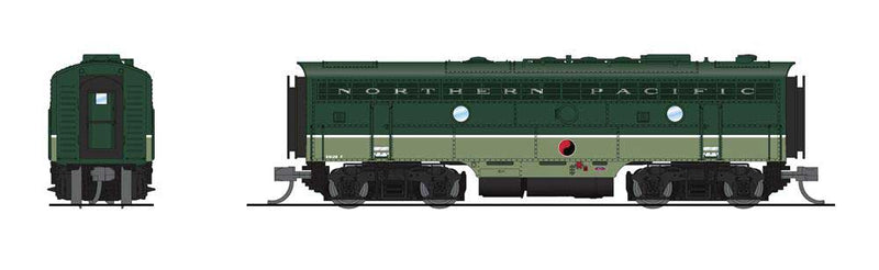 EMD F7B - Sound and DCC - Paragon4 -- Northern Pacific #6513B (Loewy 2-Tone Green, white, Main Street Slogan)