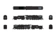 Class T1a 2-8-4 Berkshire with 4-Axle Tender - Standard DC - Stealth -- Boston & Maine #4016 (black, graphite)-1