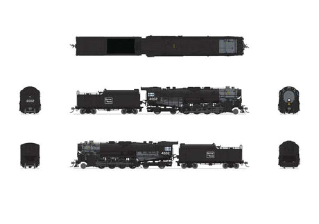 Class T1a 2-8-4 Berkshire with 4-Axle Tender - Standard DC - Stealth -- Boston & Maine #4016 (black, graphite)-1