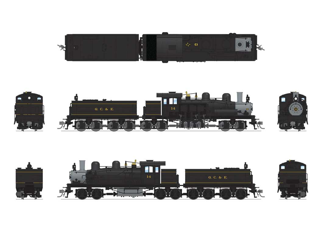 Class D 4-Truck Shay - Sound and DCC - Paragon4(TM) -- Greenbrier, Cheat & Elk #14 (black, graphite)-2
