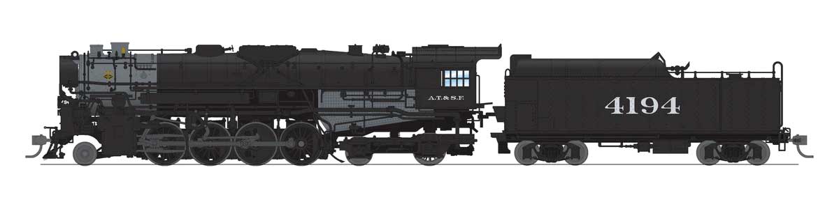 Class T1A 2-8-4 Berkshire - Standard DC - Stealth -- Santa Fe #4195 (black, graphite)