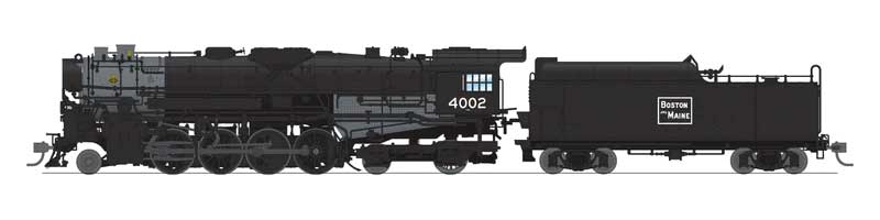 Class T1a 2-8-4 Berkshire with 4-Axle Tender - Sound, DCC & Smoke - Paragon4 -- Boston & Maine #4012 (black, graphite)-1