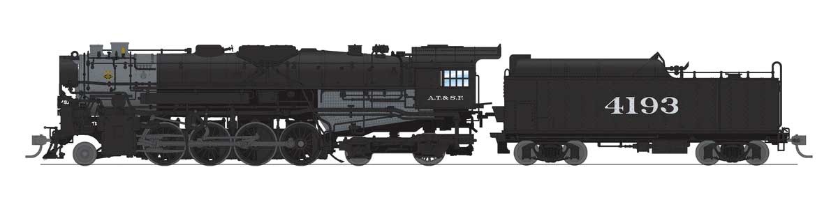 Class T1A 2-8-4 Berkshire - Sound, DCC and Smoke - Paragon4(TM) -- Atchison, Topeka & Santa Fe #4193 (black, graphite)