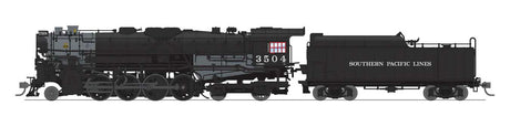 Class T1a 2-8-4 Berkshire Square Tender - Standard DC - Stealth Series -- Southern Pacific #3508 (black, graphite, Lines Lettering)-1