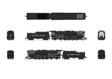 Class T1a 2-8-4 Berkshire Square Tender - Standard DC - Stealth Series -- Southern Pacific #3501 (black, graphite, Large Lettering)-2