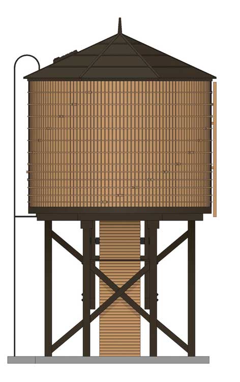 Wood Water Tower -- Assembled (Weathered, brown)