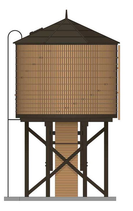Wood Water Tower -- Assembled (Weathered, brown)