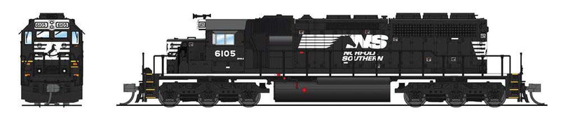 EMD SD40-2 Low-Nose - Sound and DCC - Paragon4(TM) -- Norfolk Southern #6105 (black, white, Horse Head Logo)-1